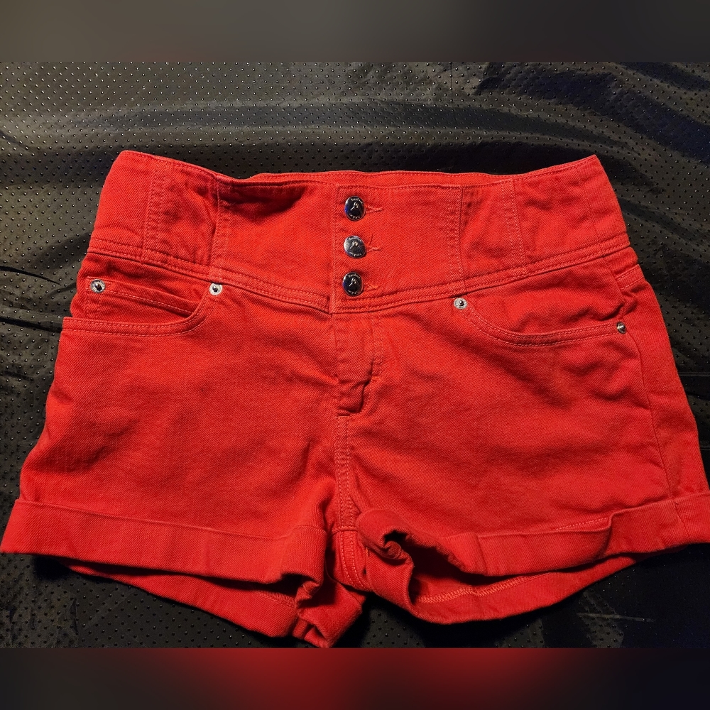 Bebe red jean shorts